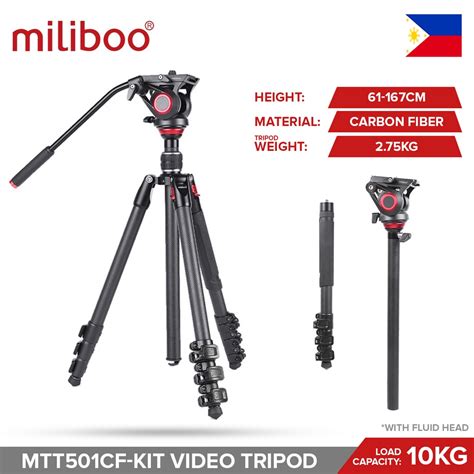 Miliboo Mtt Cf Kit Professional Carbon Fiber Video Tripod With Myt