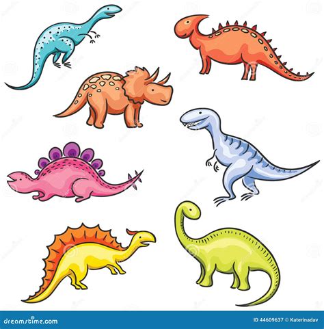 Dinossauros Coloridos Dos Desenhos Animados Ilustração do Vetor