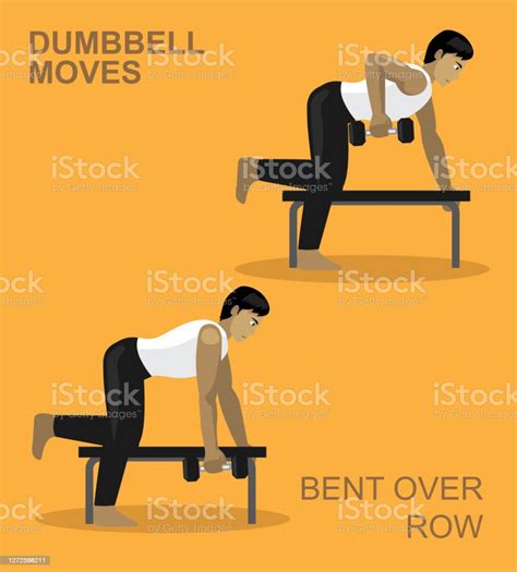 Bent Over Row Dumbbell Moves Manga Gym Set Illustration Stock