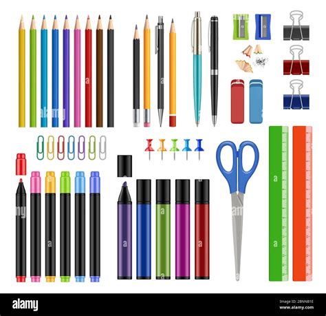 Stationary Collection Pen Pencils Sharpen Rubber School Education