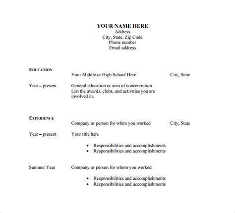 Sample Cv Templates Pdf Doc Off