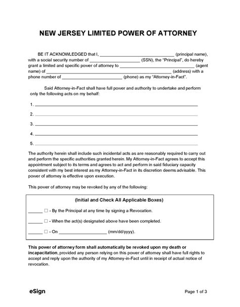 Free New Jersey Power Of Attorney Forms 10 Pdf Word