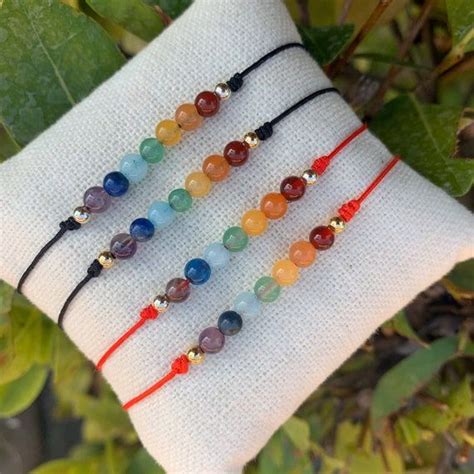 Pulsera de 7 chakras cordón ajustable piedras preciosas siete