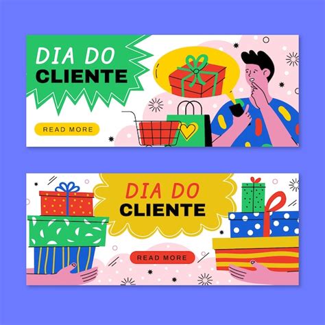 Conjunto De Banners Horizontais De Dia Do Cliente Plano Vetor Gr Tis