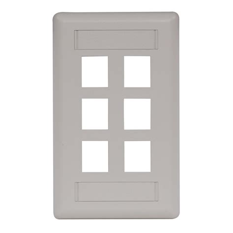 Single Gang Keystone Wallplate 6 Port Light Almond Office White