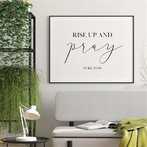 Rise Up And Pray Printable Art Luke 22 46 Bible Verse Wall Etsy