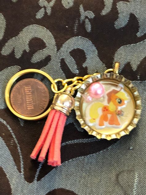 Applejack Mlp Bottle Cap Keychain Etsy