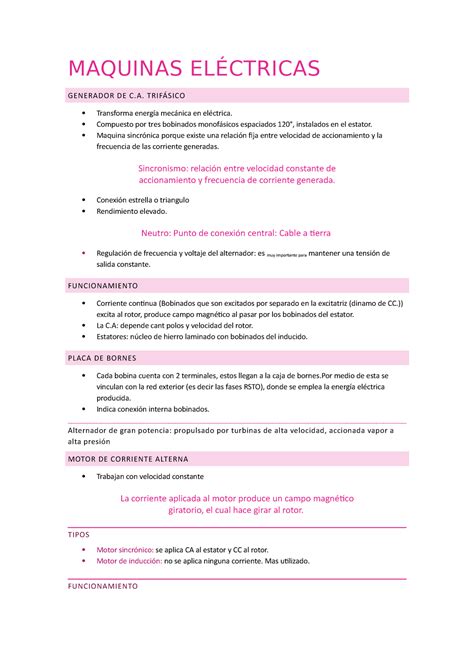 Maquinas Eléctricas Resumen Maquinas ElÉctricas Generador De C