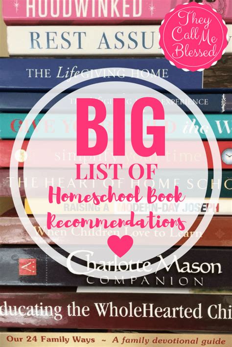 My Big List Of Homeschool Book Recommendations Checklist They Call Me