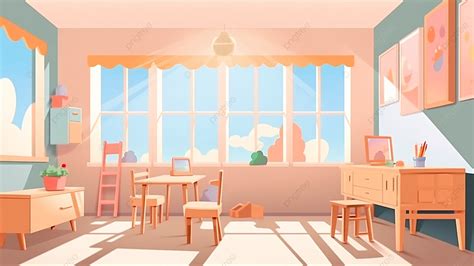 School Interior Cartoon Illustration Background, Cartoon Classroom ...