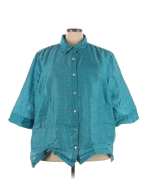 Maggie Barnes Teal Long Sleeve Blouse Size 4x Plus 54 Off Thredup