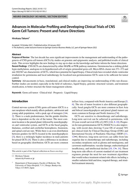 Advances In Molecular Profiling And Developing Clinical Trials Of Cns