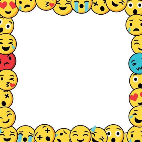 Emoticon Photo Frame Pattern Sfondo Con Molte Espressioni Vettore