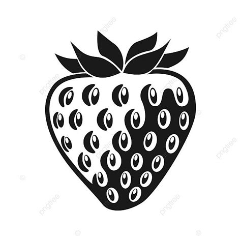 Strawberry Black And White Icon Fruit Print Leaf Vector, Fruit, Print ...