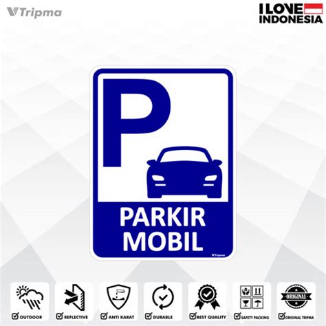 Jual Rambu Parkir Mobil Putih 45cm X 60cm Plat Alumunium Kota