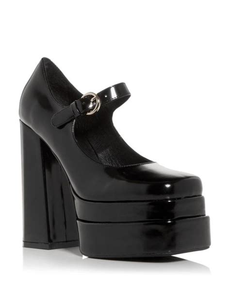 Jeffrey Campbell Leather Chillin Platform High Heel Mary Jane Pumps In