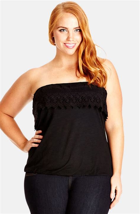 City Chic Crochet Trim Strapless Top Plus Size Nordstrom