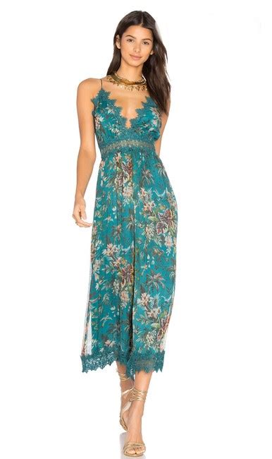 Zimmermann Green Teal Floral Georgette Romper Jumpsuit Listed By Tradesy