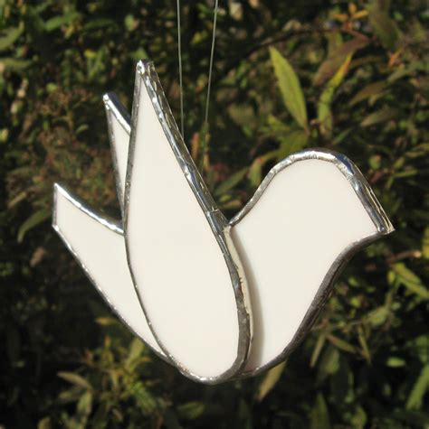 White Dove Stained Glass Christmas Holiday Ornament