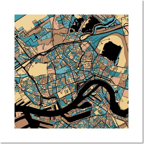 Rotterdam Map Pattern In Mid Century Pastel Rotterdam Map Posters