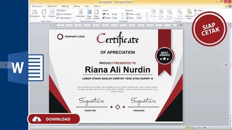 Jelas Dan Lengkap Cara Membuat Desain Sertifikat Dengan Microsoft