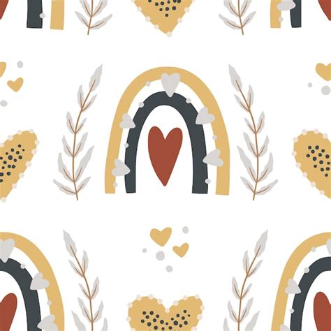 Premium Vector Boho Rainbow Seamless Pattern