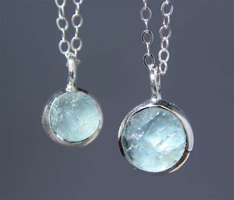 Raw Aquamarine Necklace March Birthstone Aquamarine Etsy