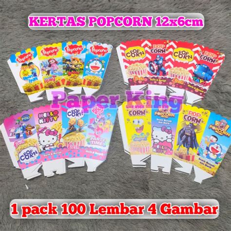 Jual Kertas Popcorn 12x6cm Kemasan Popcorn Kotak Popcorn Bungkus