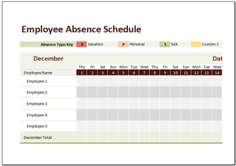 Employee Absence Schedule Excel 2023 Download - IMAGESEE