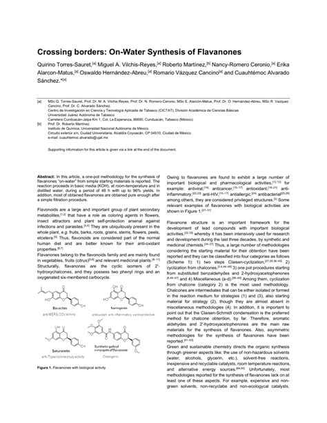 PDF Crossing Borders OnWater Synthesis Of Flavanones