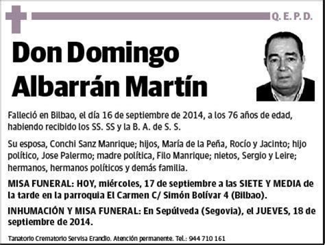 Albarran Martin Domingo Esquela Necrol Gica El Correo