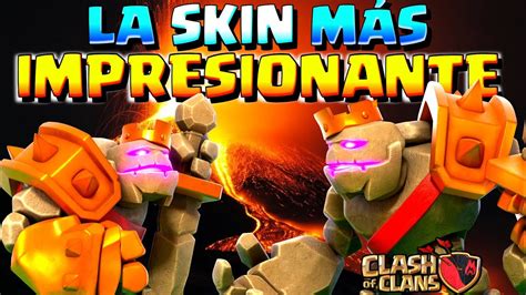 NUEVA SKIN COC EL IMPONENTE REY GOLEM NUEVO PASE DE ORO CLASH OF