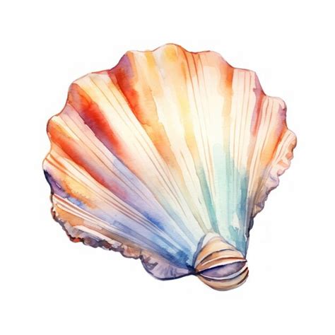 Premium AI Image | Watercolor seashell isolated on white background Hand drawn illustration