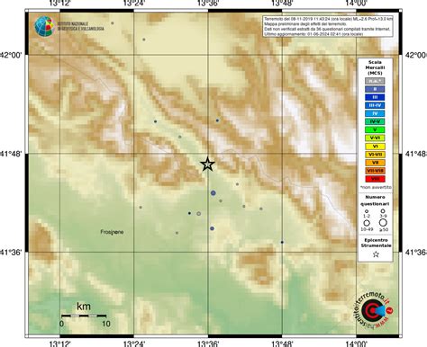 Terremoto Km Se Balsorano Aq Magnitudo Ml November Ore