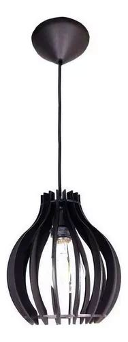 Lámpara colgante de madera Chandelier Mdf Mod Bali Black 110v 220v