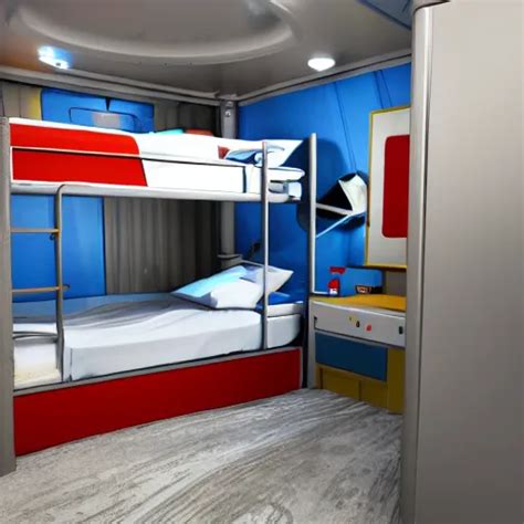 Bedroom Of A Spacecraft With A Bunk Bed Photo Stable Diffusion