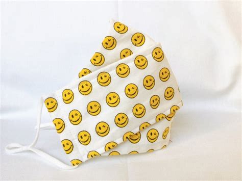 Happy Smiley Face Emoji Face Mask Adults & Kids 3D | Etsy