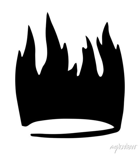 Cartoon fire crown flame. graphic element vector. sketch crown, • wall stickers element ...