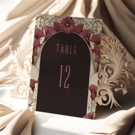 Lily Table Numbers Vintage Art Nouveau Wedding Zazzle