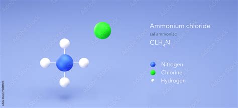 ammonium chloride molecule, molecular structures, sal ammoniac, 3d ...