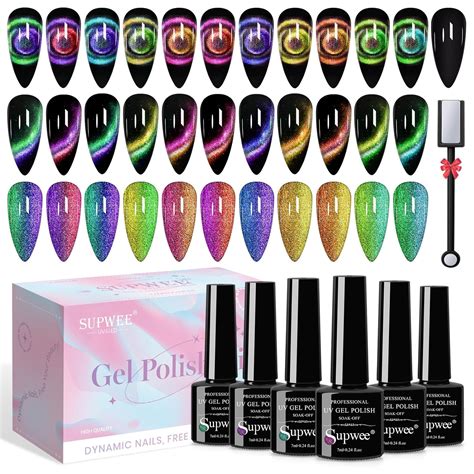 Supwee Cat Eye Gel Nail Polish With Magnet 9d Galaxy Cateye Manicure Soak Off Uv