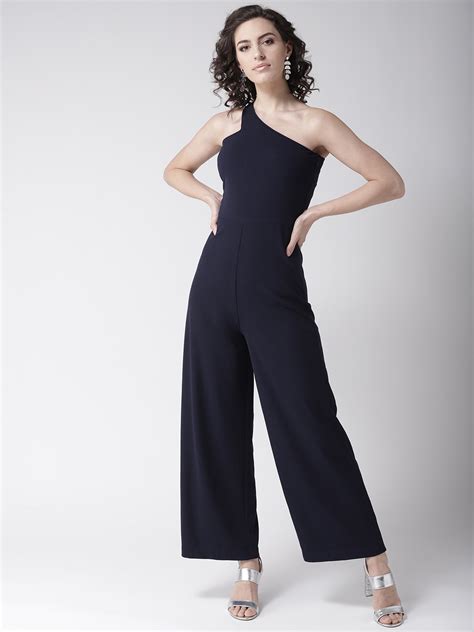 Buy 20dresses Navy Blue Solid One Shoulder Basic Jumpsuit Jumpsuit For Women 9409533 Myntra