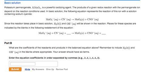 Solved Potassium Permanganate Kmno4 Is A Powerful Oxidi