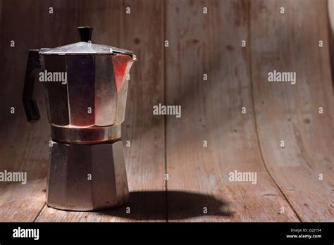 greca coffee pot  light vintage wood background stock photo alamy