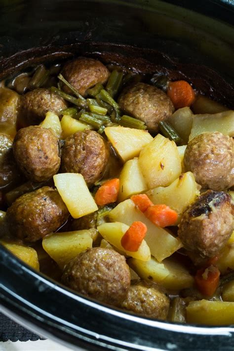 Slow Cooker Meatball Potato Casserole - Brooklyn Farm Girl