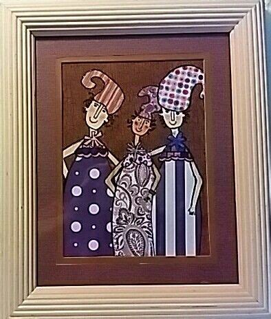 An Image Of Two Women In Dress And Hats On The Wall Above A Framed Painting