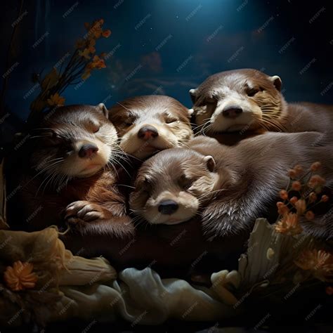 Premium AI Image | otters sleeping