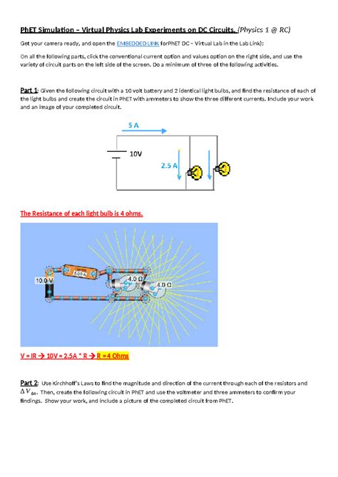 phet lab experiments  dc circuits physics  rc studocu