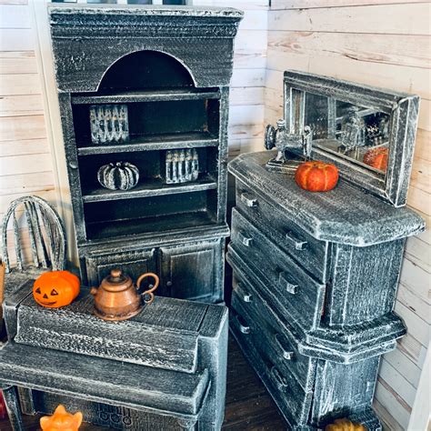 Halloween Haunted Dollhouse Furniture Spooky Miniature | Etsy