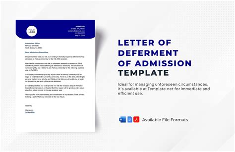 Letter Of Deferment Of Admission Template In Word PDF Google Docs